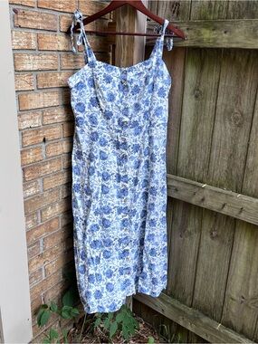 c&c california linen blend dress C & C California Sleeveless Yellow Button Linen Blend Dress TOP Sz MEDIUM